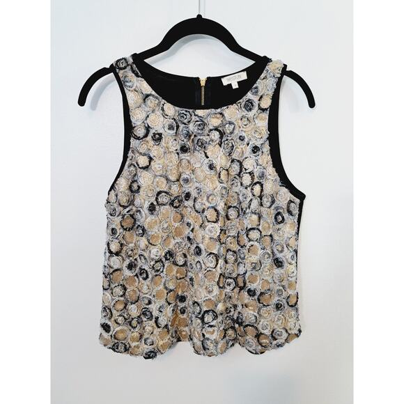 Weston Women's Black Gold Floral Zip Back Tank Size Medium - Picture 1 of 4